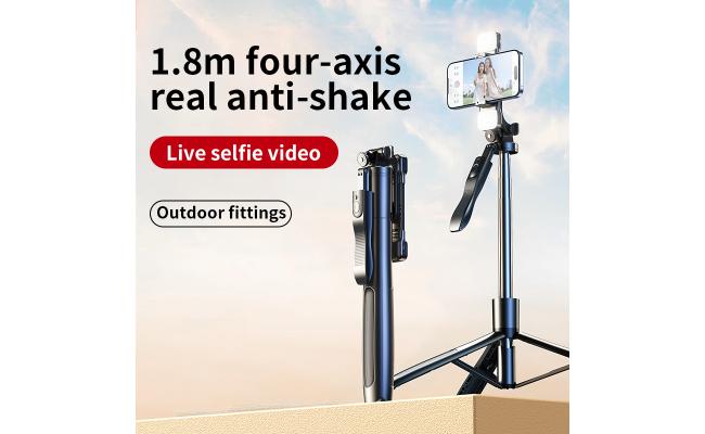 RTAKO Q052 1.8m Ultra-Wide Angle Selfie Stick (With Bluetooth Remote) - Black